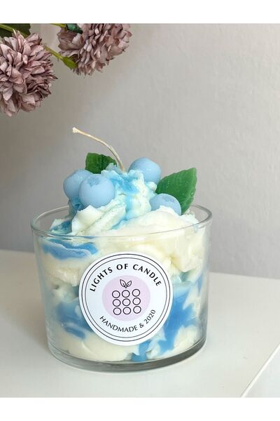 lıghts of candle handmade & 2020 Yaban Mersini Temalı Soya Wax Doğal Cup Bard...