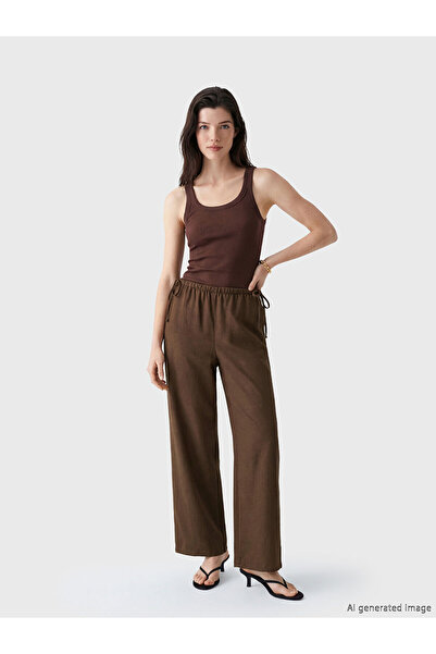 LC Waikiki Nevavm Women's Linen Blend Trousers with Elastic Waist
