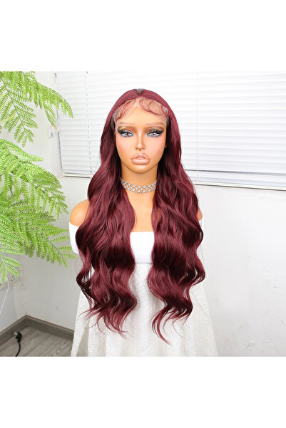 colezium Red Brown Fiber Sen Wide Lacy Tulle Wig