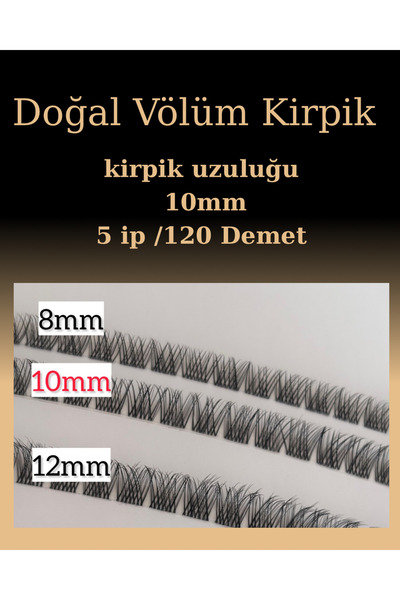 Genel Markalar Doğal Volume İpli Kirpik 5 ip 10mm 120 Demet