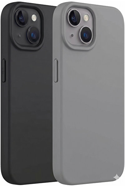 UNIQUE ME iPhone 13/14/15 Uyumlu Silikon Kılıf Seti Siyah-Gri