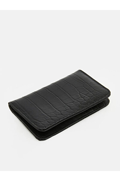LC Waikiki Μαύρο γυναικείο πορτοφόλι με σχέδιο κροκόδειλου
