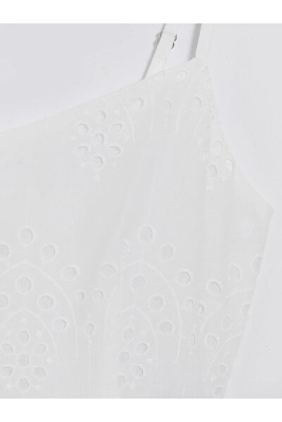 LC Waikiki Λευκό φόρεμα με κορδόνια και κούμπωμα στη μέση