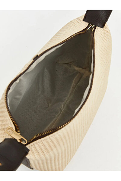 LC Waikiki Γυναικεία τσάντα ώμου σε μπεζ χρώμα με ψάθινη όψη