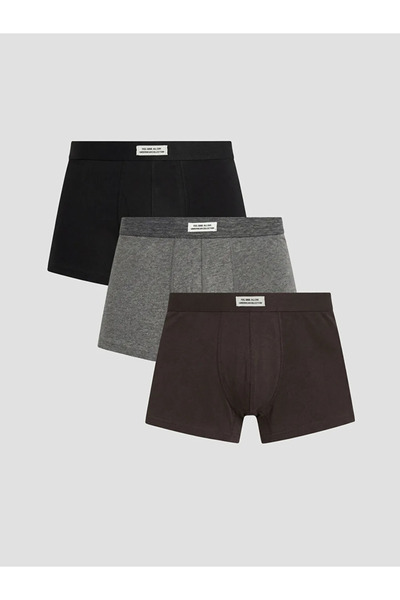 LC Waikiki Ανθρακί Standard Mold Cotton Flexible Ανδρικό Μπόξερ 3 Τεμαχίων