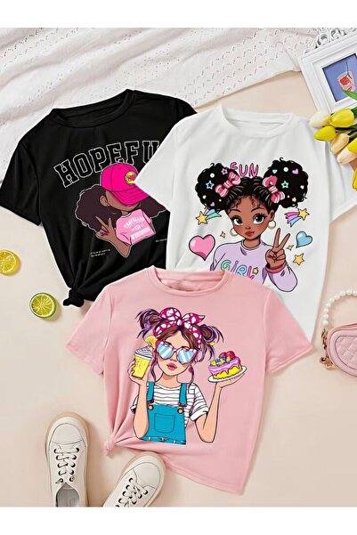 No Plan Girls Printed 3-Piece T-Shirt