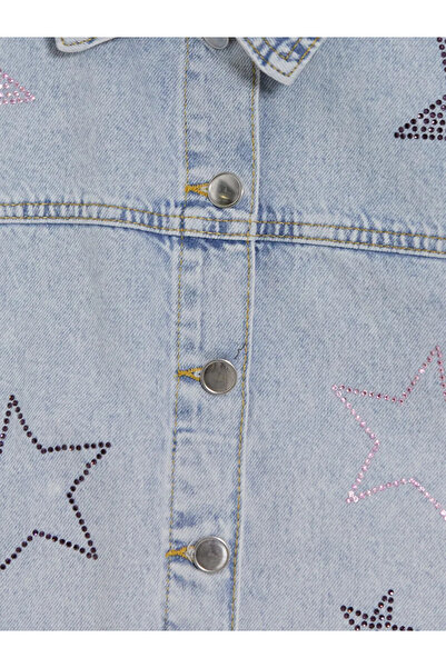 LC Waikiki Μπλε Πέτρινο Κοριτσίστικο Τζιν Μπουφάν