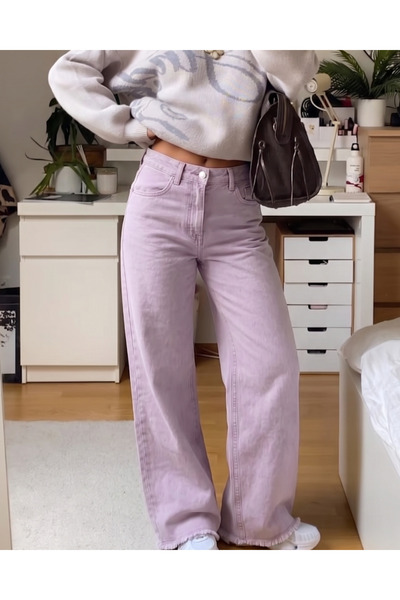 Toum Στρητγουέαρ Ροζ Τζιν Παντελόνι με Σχέδιο Πάτσεϊ Μπάγκι