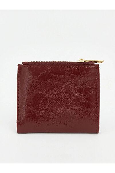 LC Waikiki Γυναικείο πορτοφόλι με δερμάτινο μπορντό