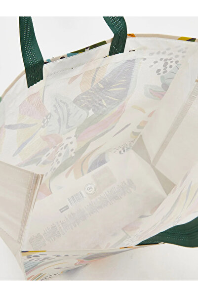 LC Waikiki Τσάντα αγορών με διπλή λαβή και μοτίβο από ανάμεικτα φύλλα