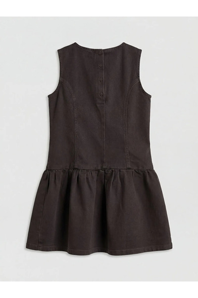 LC Waikiki Καφέ φόρεμα τζιν για κορίτσια με λεπτομέρεια φιόγκου σε σχήμα ποδη...