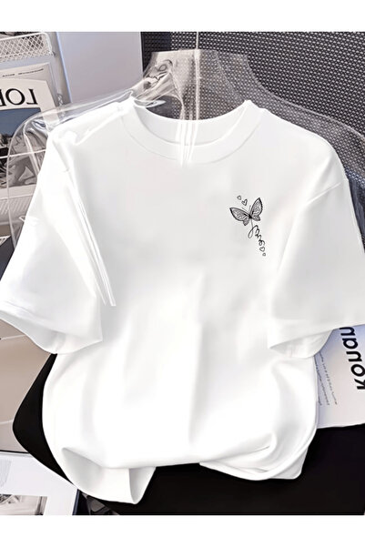 gencerco Μπλουζάκι Premium Oversize με στάμπα Mini Flying Butterfly