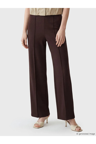 LC Waikiki Καφέ ψηλόμεσο γυναικείο παντελόνι φόρμας με απαλή υφή