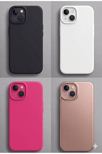 UNIQUE ME iPhone 13/14 Uyumlu Silikon Kılıf Seti Beyaz-Siyah-Rose Gold-Fuşya