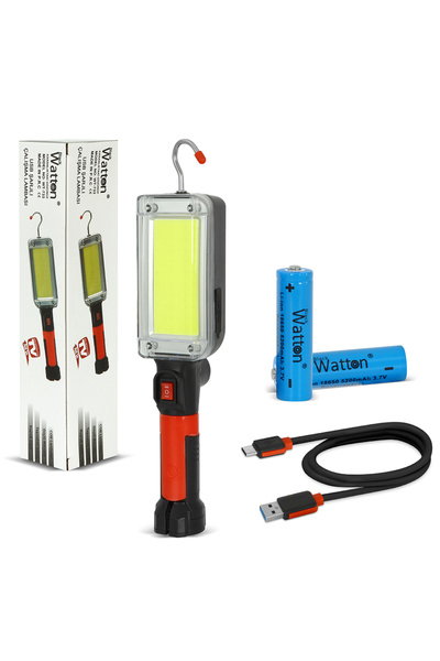 Watton USB Şarjlı Oto Tamirci Çalışma Lambası – Manyetik, Askılı, Yüksek Parl...