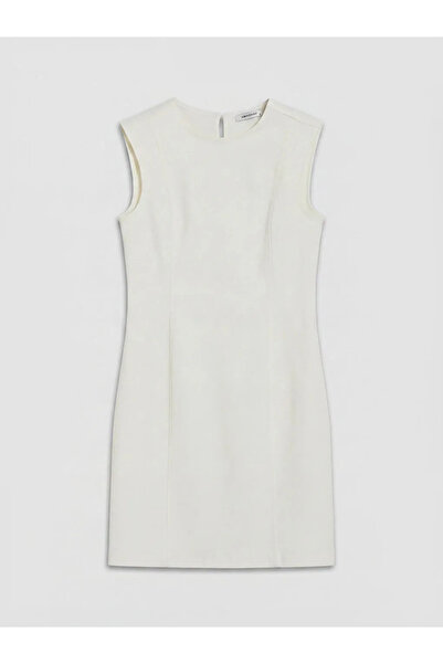 LC Waikiki Λευκό Μίνι Τζιν Φόρεμα με Εφαρμογή στη Μέση