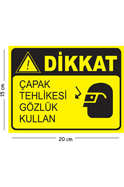 Mayeka Metal Caution Burr Hazard Use Glasses 15X20 cm Warning Work Safety Sign