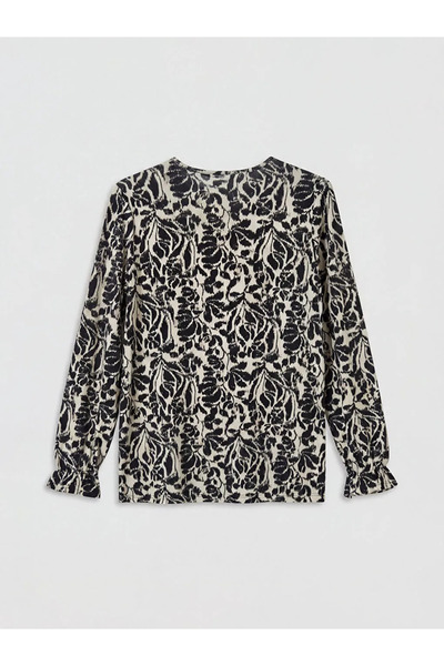 LC Waikiki Μπλούζα με μοτίβο με λαιμόκοψη σε μπεζ χρώμα