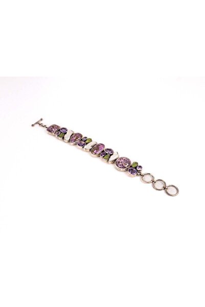 mySTILL 925 Silver Bracelet with Mother of Pearl, Charoite - Adjustable - 200...