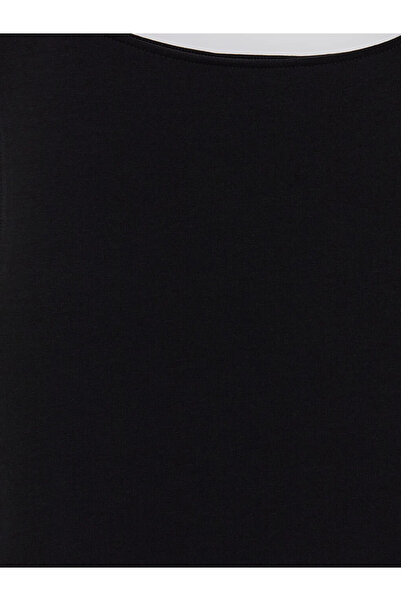 LC Waikiki Μαύρο γυναικείο φανελάκι με λαιμόκοψη καγιάκ