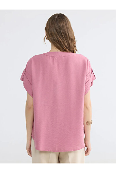 LC Waikiki Ροζ γυναικείο πουκάμισο με λαιμόκοψη