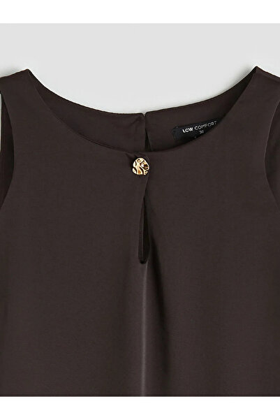 LC Waikiki Καφέ Μίνι Φόρεμα με Λαιμόκοψη Ποδηλάτου Χωρίς Μανίκια