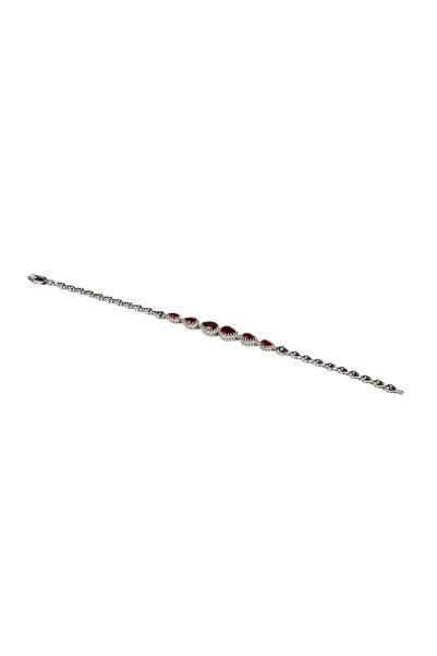 mySTILL Silver Bracelet 925 - with Zirconia - Fixed - 180 mm x 10 mm - Red