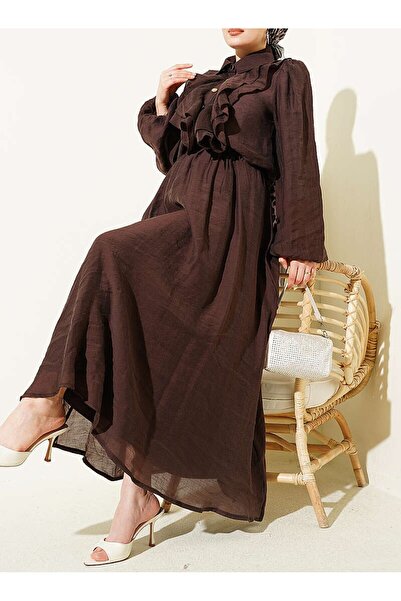 Lavanta Tekstil Σετ με χρυσά κουμπιά και φούστα με βολάν στο μπροστινό μέρος