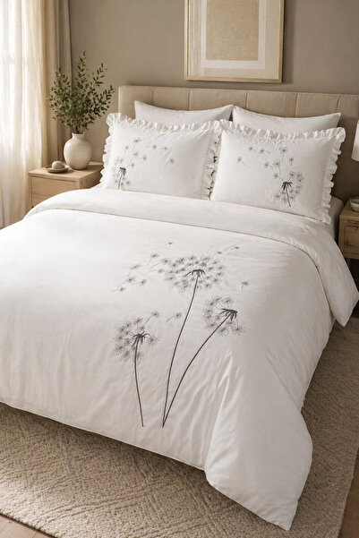 İK TEKSTİL Polina 100% Cotton 6 Piece, Floral Embroidered Double Duvet Cover ...