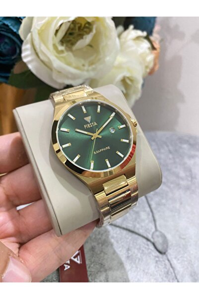 Fiesta KLASİK GOLD İÇİ YEŞİL ERKEK KOL SAATİ