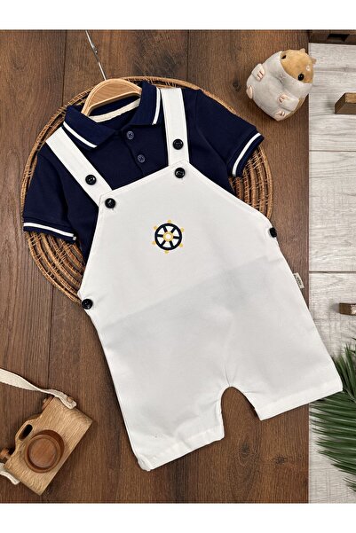 bebendy baby&kids Polo Collar, Embroidered Buttons, Linen Lycra Salopet, Summ...