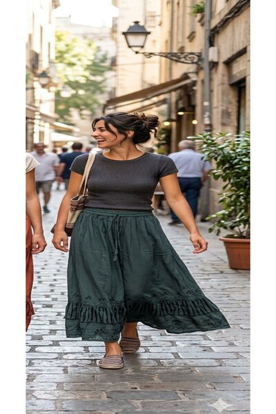 Fibula Otantik standart beden %yüz pamuk ithal uzun etek 36-44 bedenler arası...