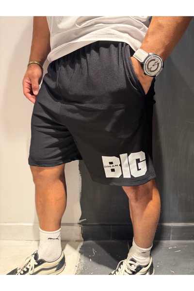Bas Body FitnessWear Pantaloni scurți sport cu imprimeu Big Dream, negri, sim...
