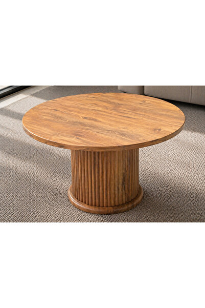 EFLORA DESIGN Bohem Yuvarlak Orta Sehpa Modern Salon Sehpası MDF Ayak Orta Sehpa