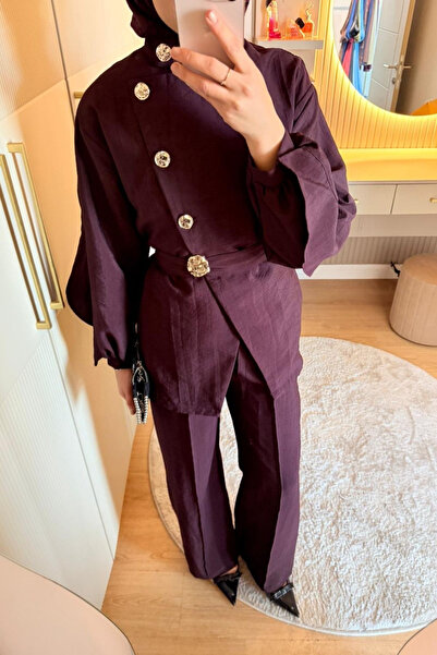 Trend Marfa Σετ Παντελονιών Modal με Λεπτομέρεια Αξεσουάρ (Κάτω & Πάνω Μέρος)