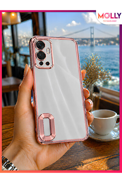 Molly İNFİNİX HOT 12 İçin Kenarları Metalik Rose Lens Koruyuculu Lou Lazer Şe...