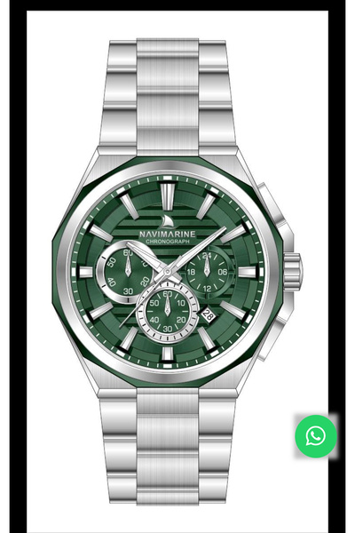 Navimarine Paslanmaz Çelik Yeşil Renk Aktif Fonksiyonlu 44mm Fosforlu Şık Erk...