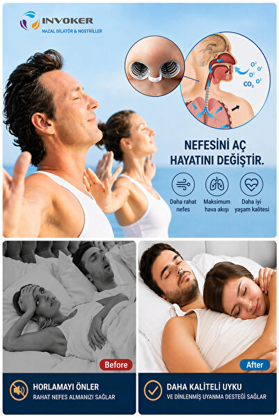 INVOKER Horlama Önleyici Nazal Dilatör Burun Içi Silikon Apne Aparatı Nostril Burun Silikon Aparat MEDIUM