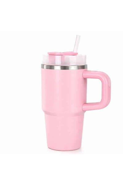 OEM Θερμικό Κούπα 1200 ml με Λαβή – Ανοξείδωτο Ατσάλι, Διατηρεί Ζεστό/Κρύο, Ροζ