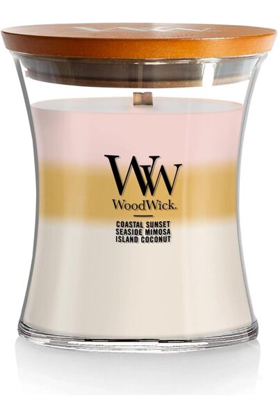 WoodWick Medium Hourglass Candle, Soy Blend, Pluswick Wooden Wick, Island Get...