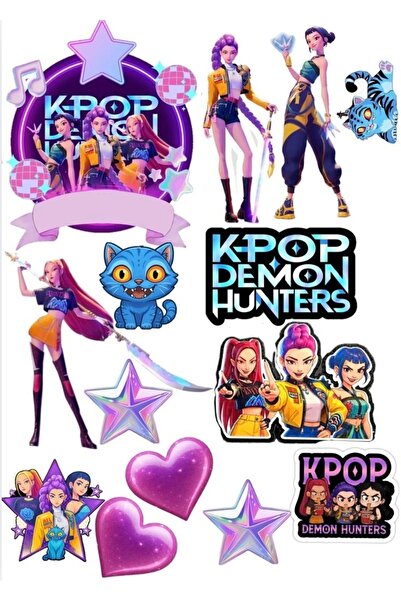 telaşe memuru زينة كعكة K-POP Demon Hunters - زينة كعكة من الورق الصالح للأكل...