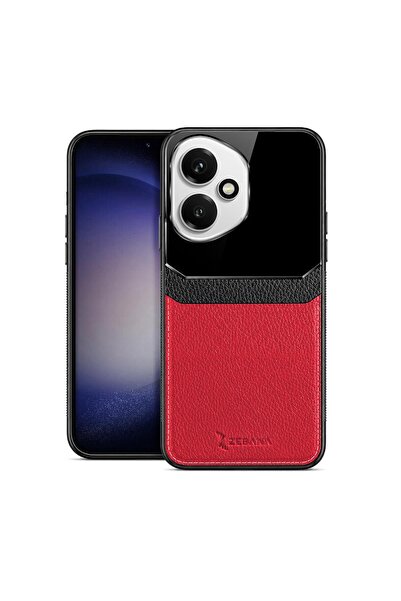 Zebana Honor 400 5G Uyumlu Kılıf Lens Deri Kılıf Kırmızı