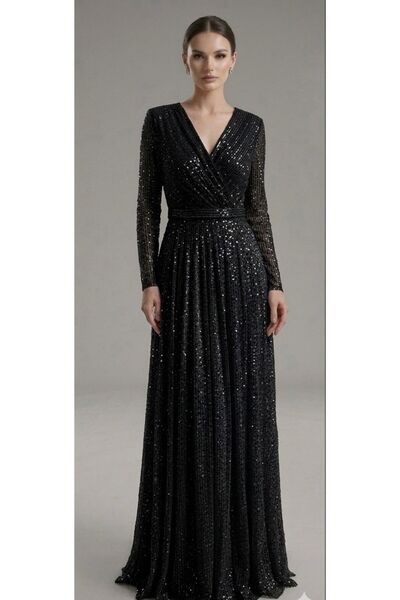 NOVERA DRESS V Yaka Kruvaze Detayları Abiye Elbise