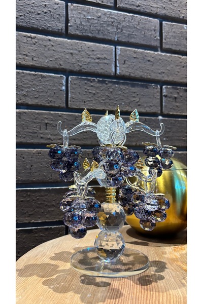 Ozk atelier Dekoratif Kristal Cam Sekizli Salkım Üzüm Füme