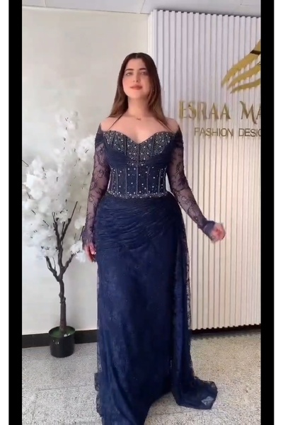 SERAFIN FASHION فستان كحلي دانتيل