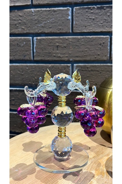 Ozk atelier Dekoratif Kristal Cam Dörtlü Salkım Üzüm Mor