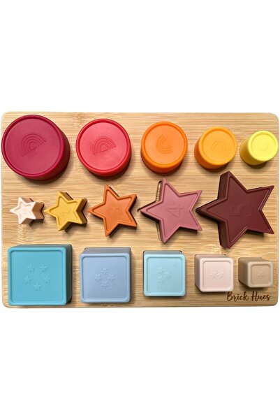 Brick Hues Montessori Silicone Stacking & Shape Sorting Set