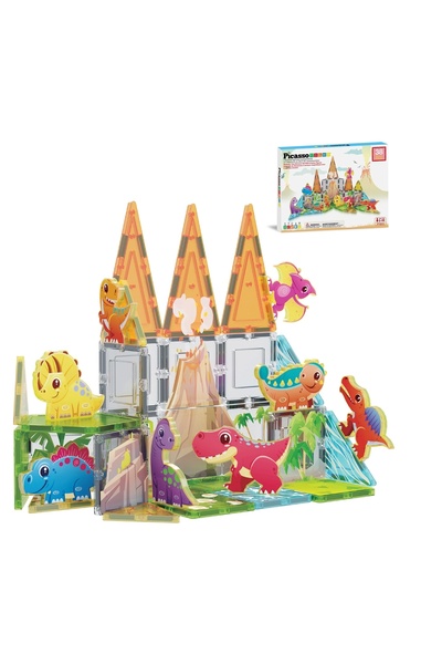 PICASSO & CO Set magnetic de construit, Dinozauri, Picasso, 38 piese, Pentru ...