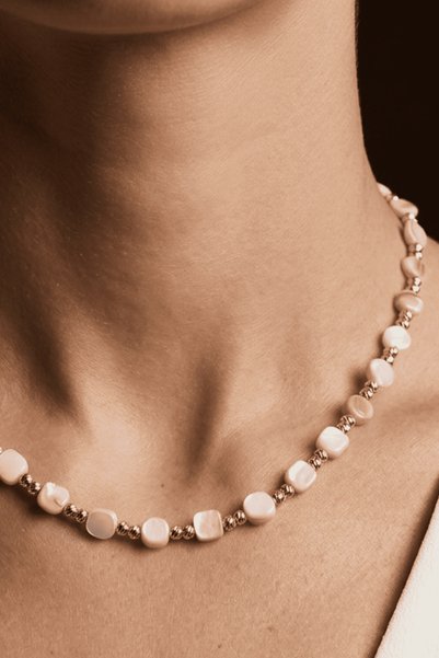 Elika Silver Women's Pink Beaded and Dorica Ball Necklace