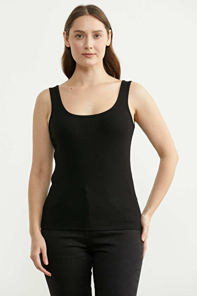 Sementa Βαμβακερό Αθλητικό Φανελάκι με Χοντρές Τιράντες - Μαύρο